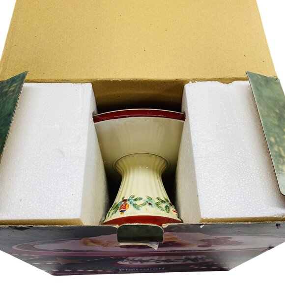 Pfaltzgraff Holiday Garland Ceramic Cake Stand Red & White Christmas Plate - Picture 8 of 8